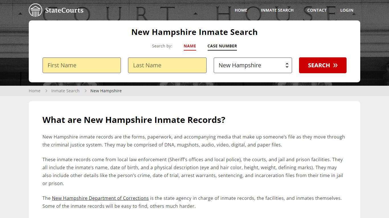 New Hampshire Inmate Search, Prison and Jail Information - State Courts