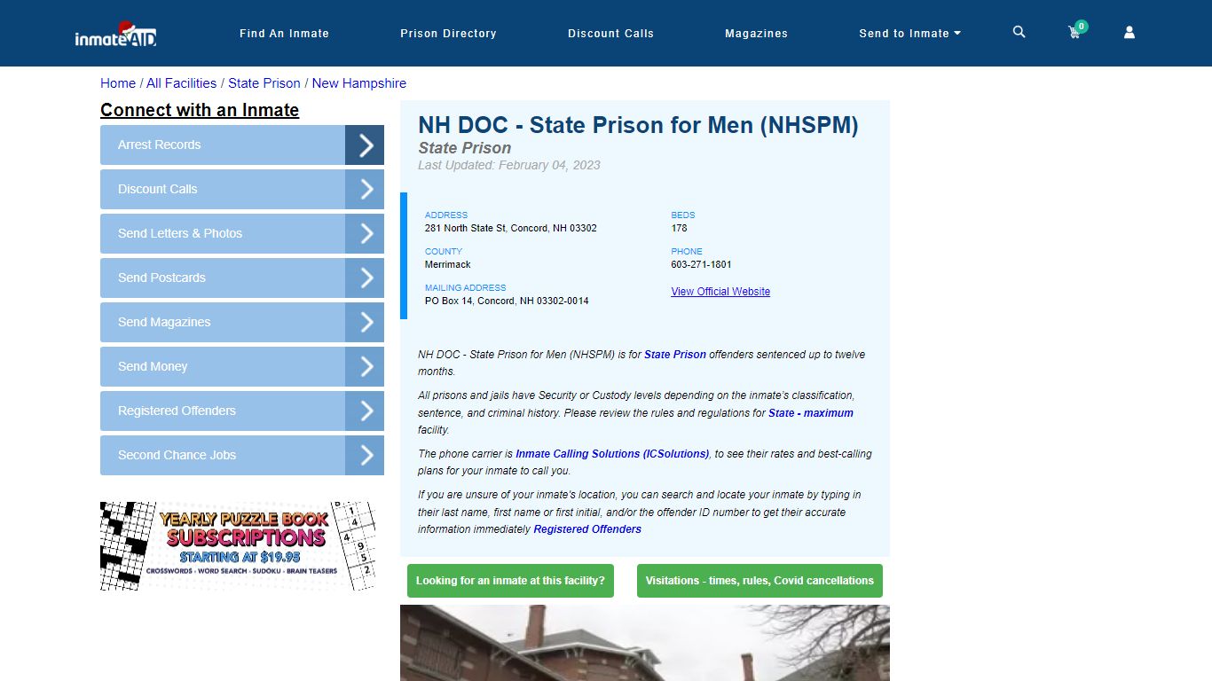 NH DOC - State Prison for Men (NHSPM) & Inmate Search - Concord, NH